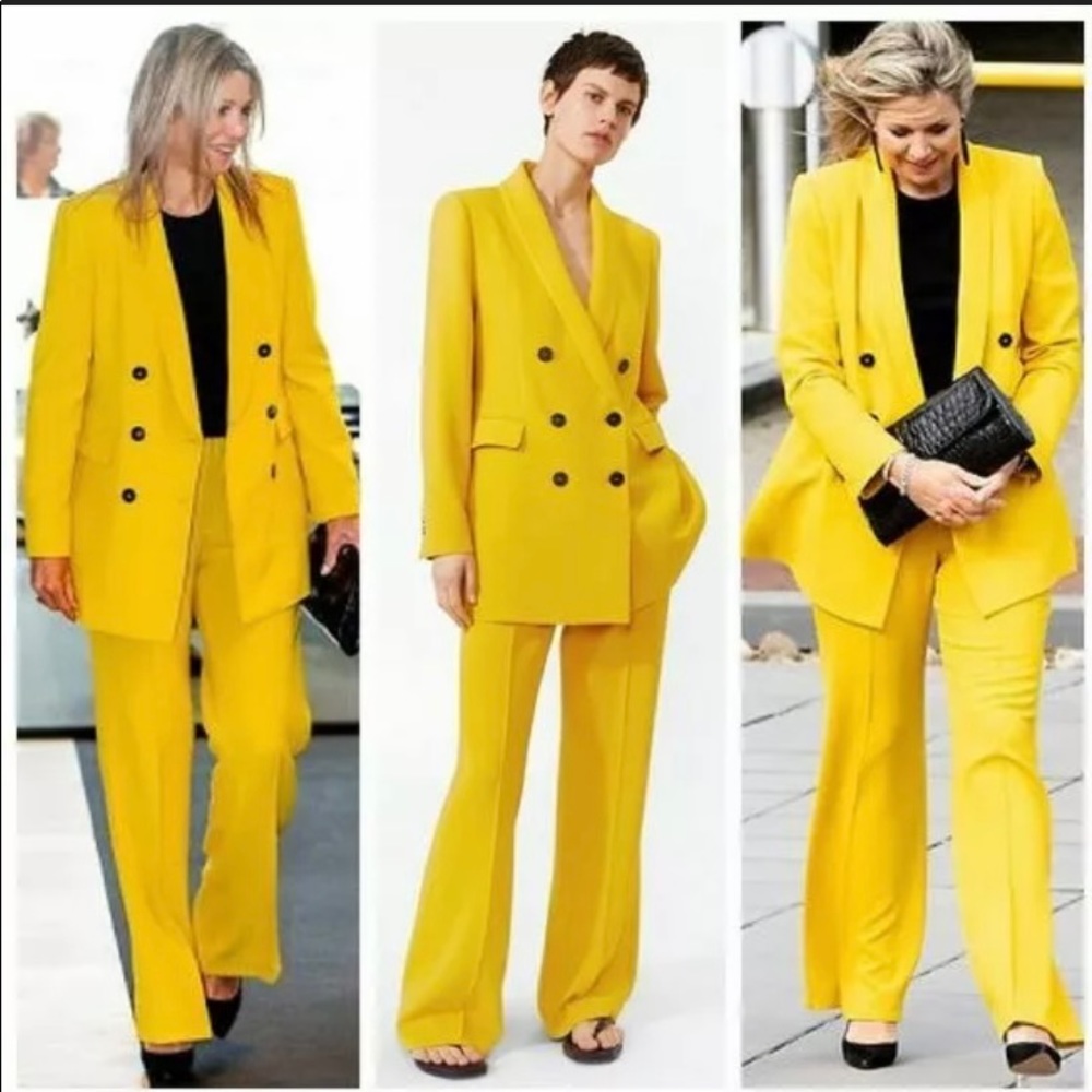 Zara yellow suit. Jacket and Pants.